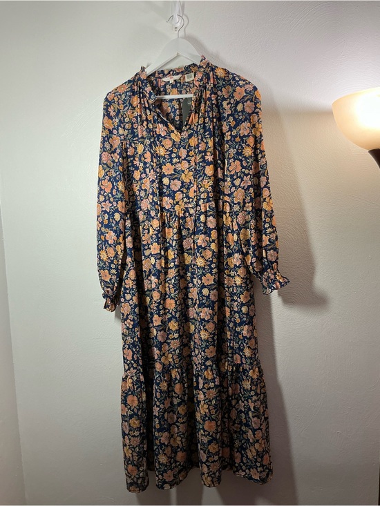 Levi's Dresses & Skirts - Levi's Navy Floral Tiered Long Sleeve Midi-Maxi Dress Size Medium Measurements